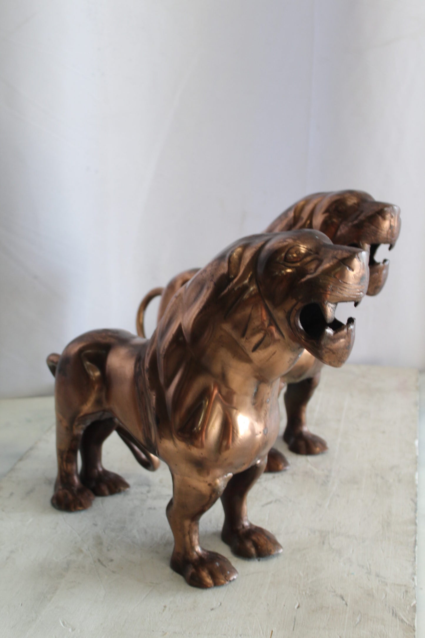 Aluminum Pair of Lions with Bronze Finish 19" x 12" x 14"H