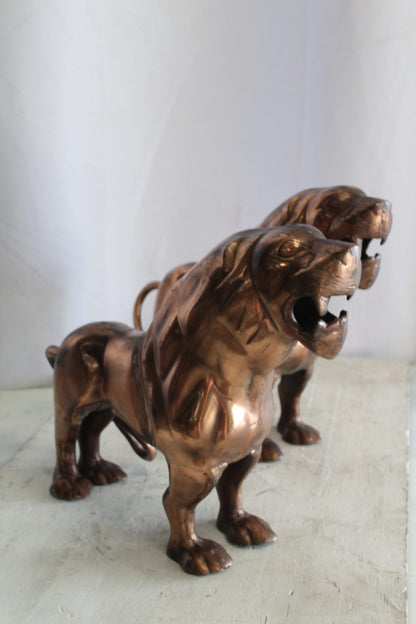 Aluminum Pair of Lions with Bronze Finish 19" x 12" x 14"H
