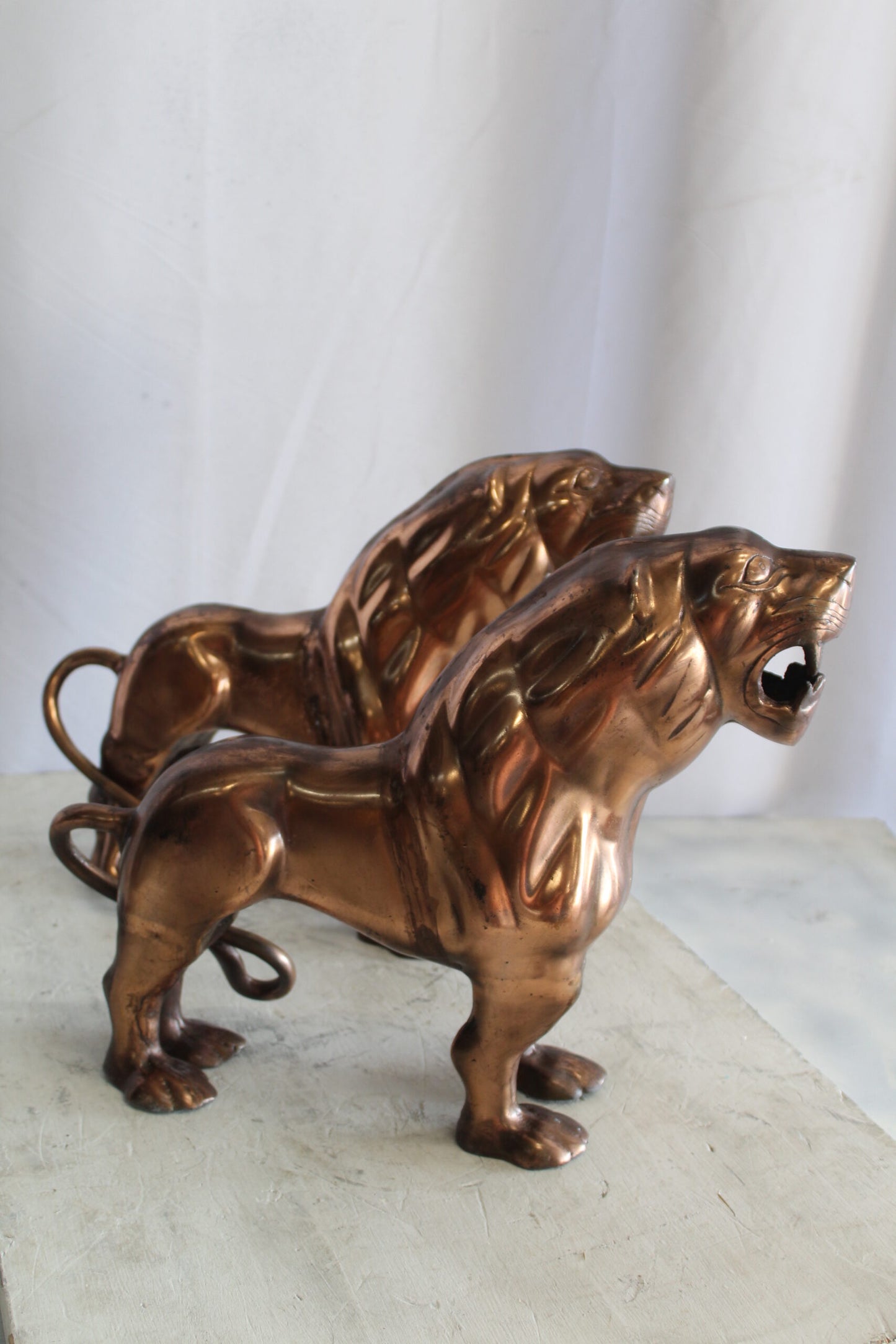 Aluminum Pair of Lions with Bronze Finish 19" x 12" x 14"H