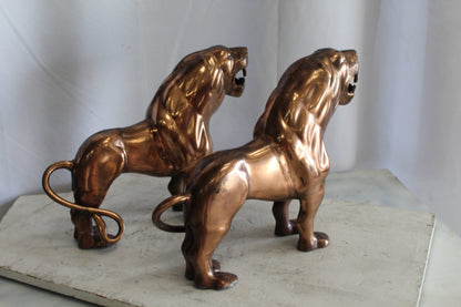 Aluminum Pair of Lions with Bronze Finish 19" x 12" x 14"H