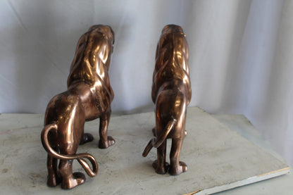 Aluminum Pair of Lions with Bronze Finish 19" x 12" x 14"H
