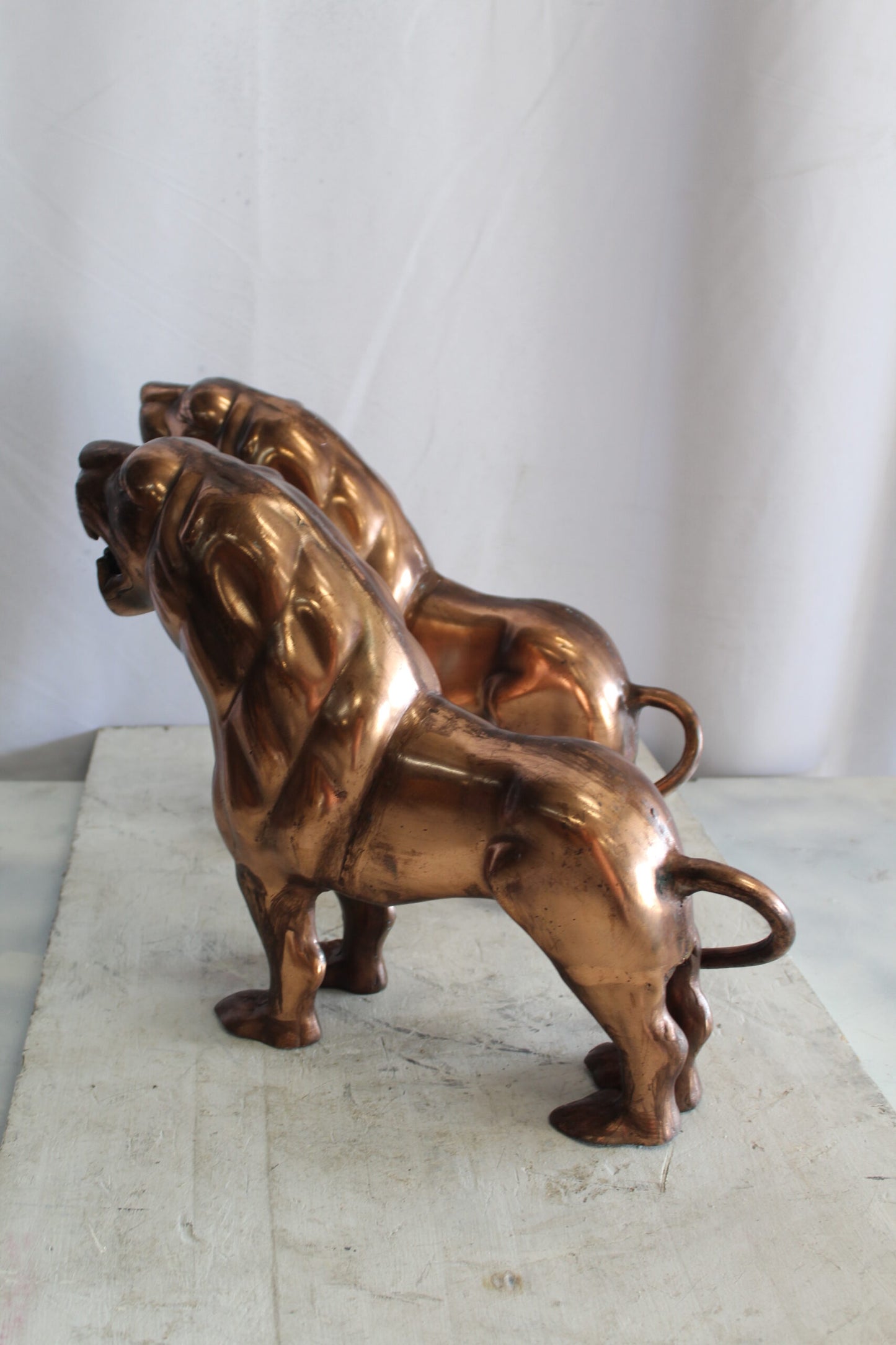 Aluminum Pair of Lions with Bronze Finish 19" x 12" x 14"H