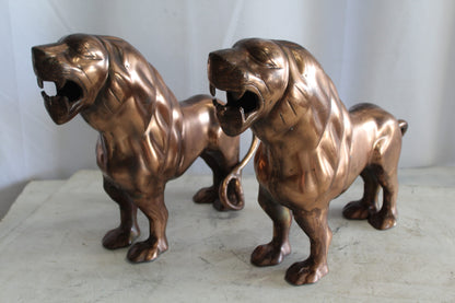 Aluminum Pair of Lions with Bronze Finish 19" x 12" x 14"H