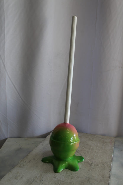 Green and pink Oversized Fiberglass Lollipop Statue 10" x 10" x 34"H