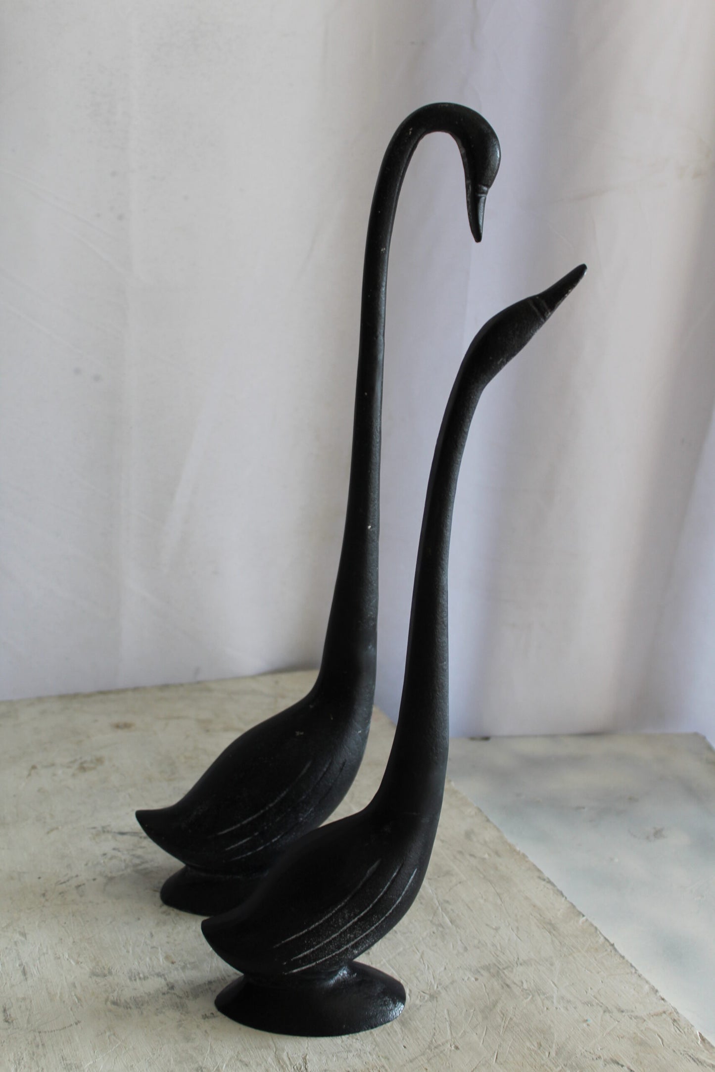 Aluminum Pair of Black Swans, Graceful Decor Accent 7" x 7" x 23"H