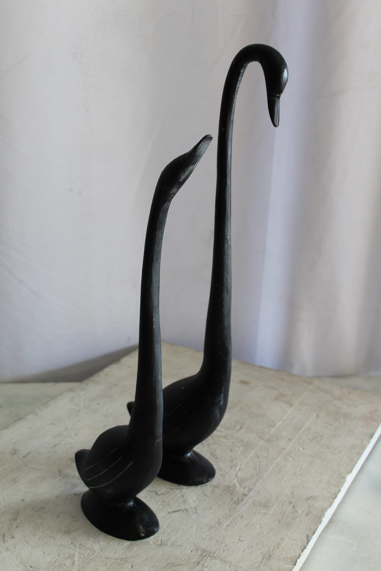 Aluminum Pair of Black Swans, Graceful Decor Accent 7" x 7" x 23"H