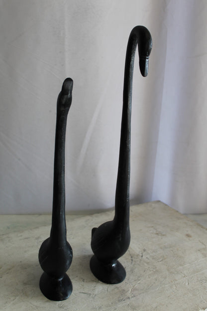 Aluminum Pair of Black Swans, Graceful Decor Accent 7" x 7" x 23"H