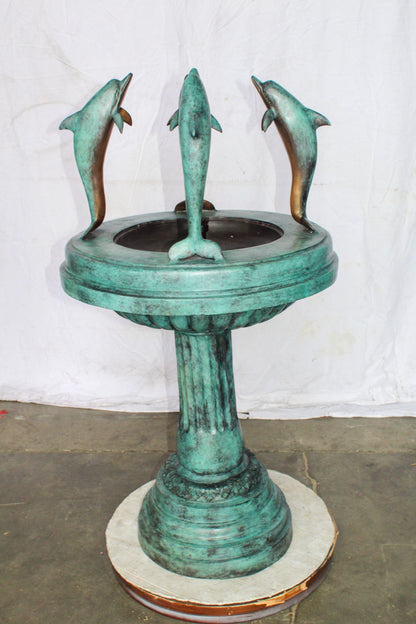 Three Dolphins Bronze Fountain Green Patina Finish 26" x 26" x 47"H