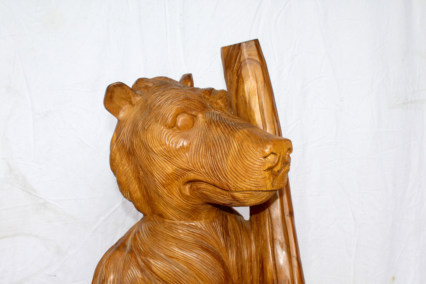 Life Size Wood Standing Bear Statue, Impressive Decor Piece 19" x 16" x 62"H