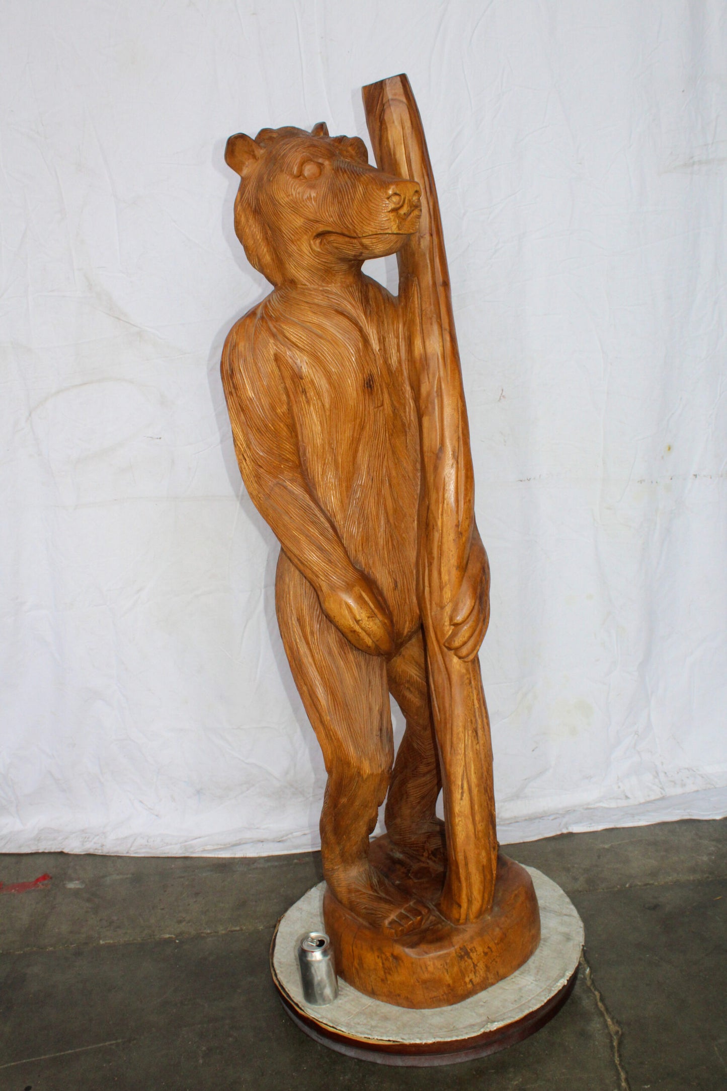 Life Size Wood Standing Bear Statue, Impressive Decor Piece 19" x 16" x 62"H