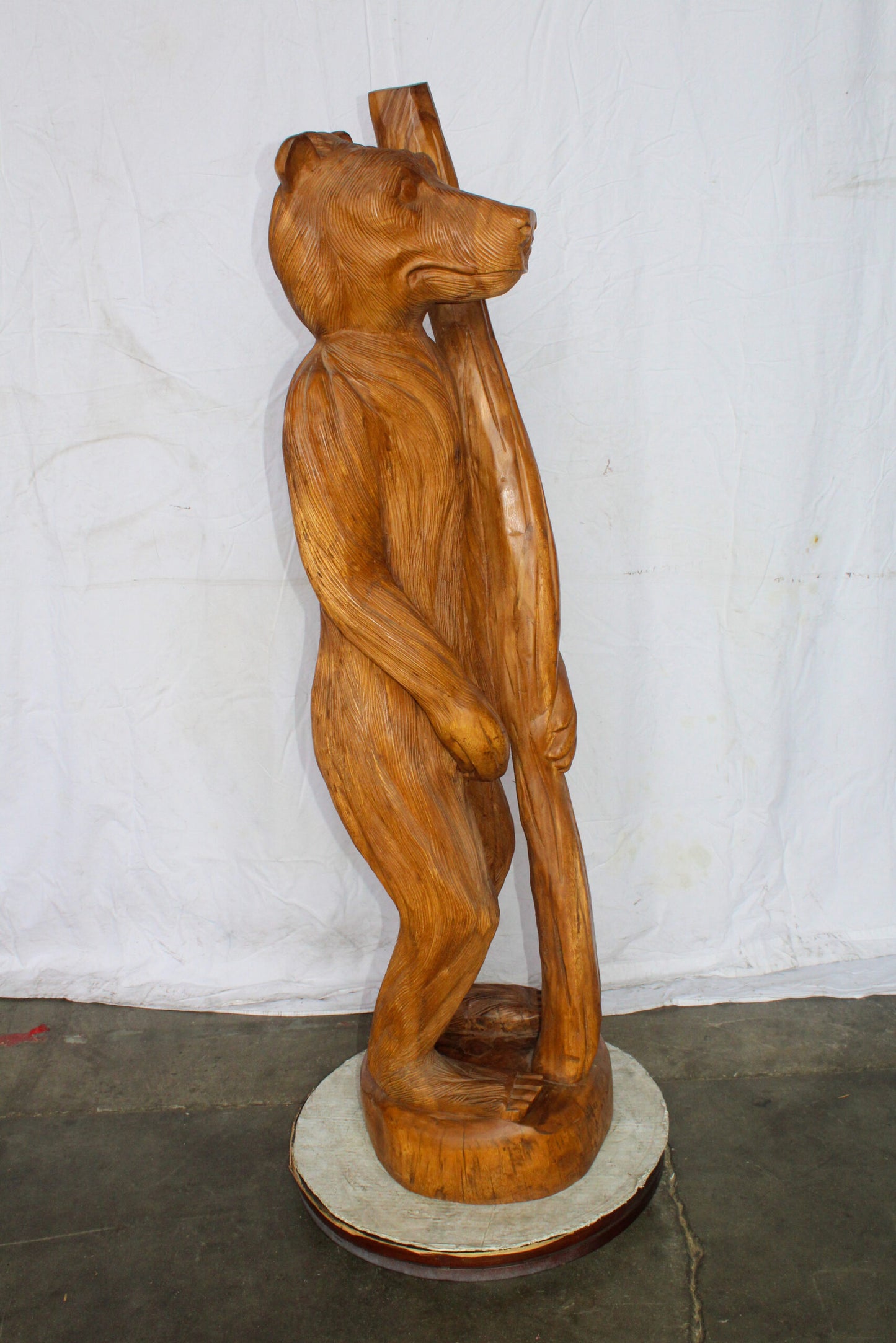 Life Size Wood Standing Bear Statue, Impressive Decor Piece 19" x 16" x 62"H