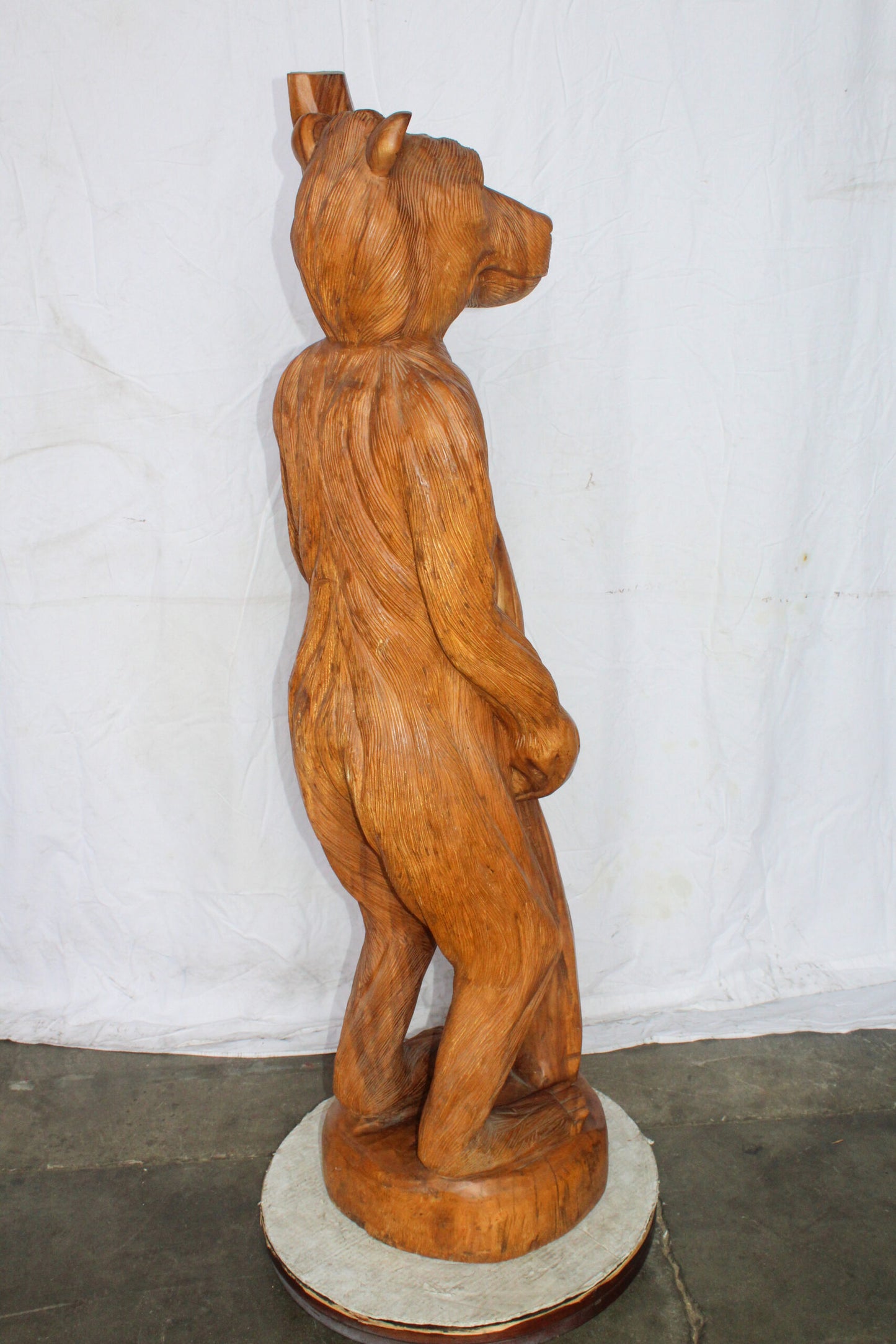 Life Size Wood Standing Bear Statue, Impressive Decor Piece 19" x 16" x 62"H