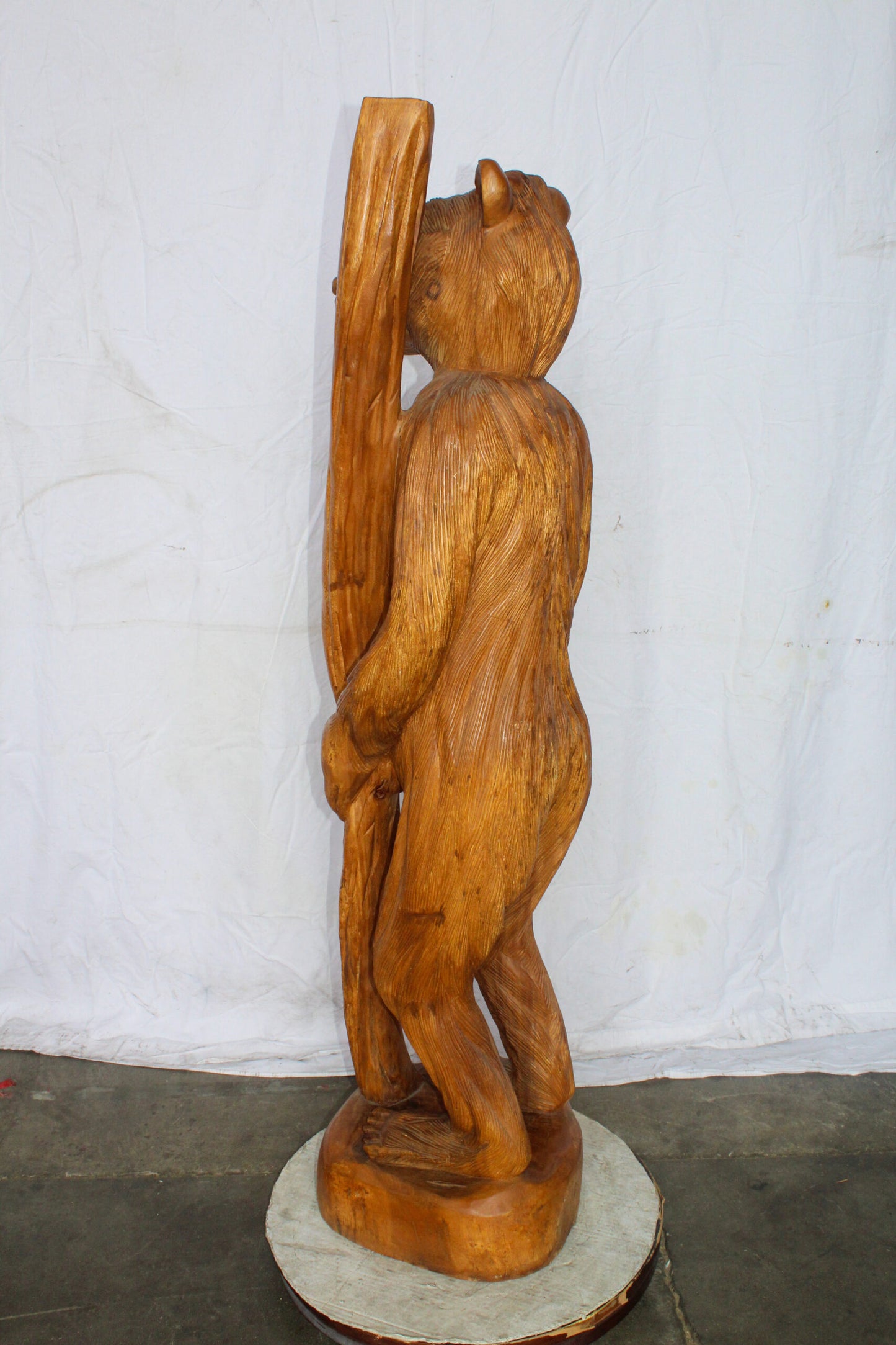 Life Size Wood Standing Bear Statue, Impressive Decor Piece 19" x 16" x 62"H