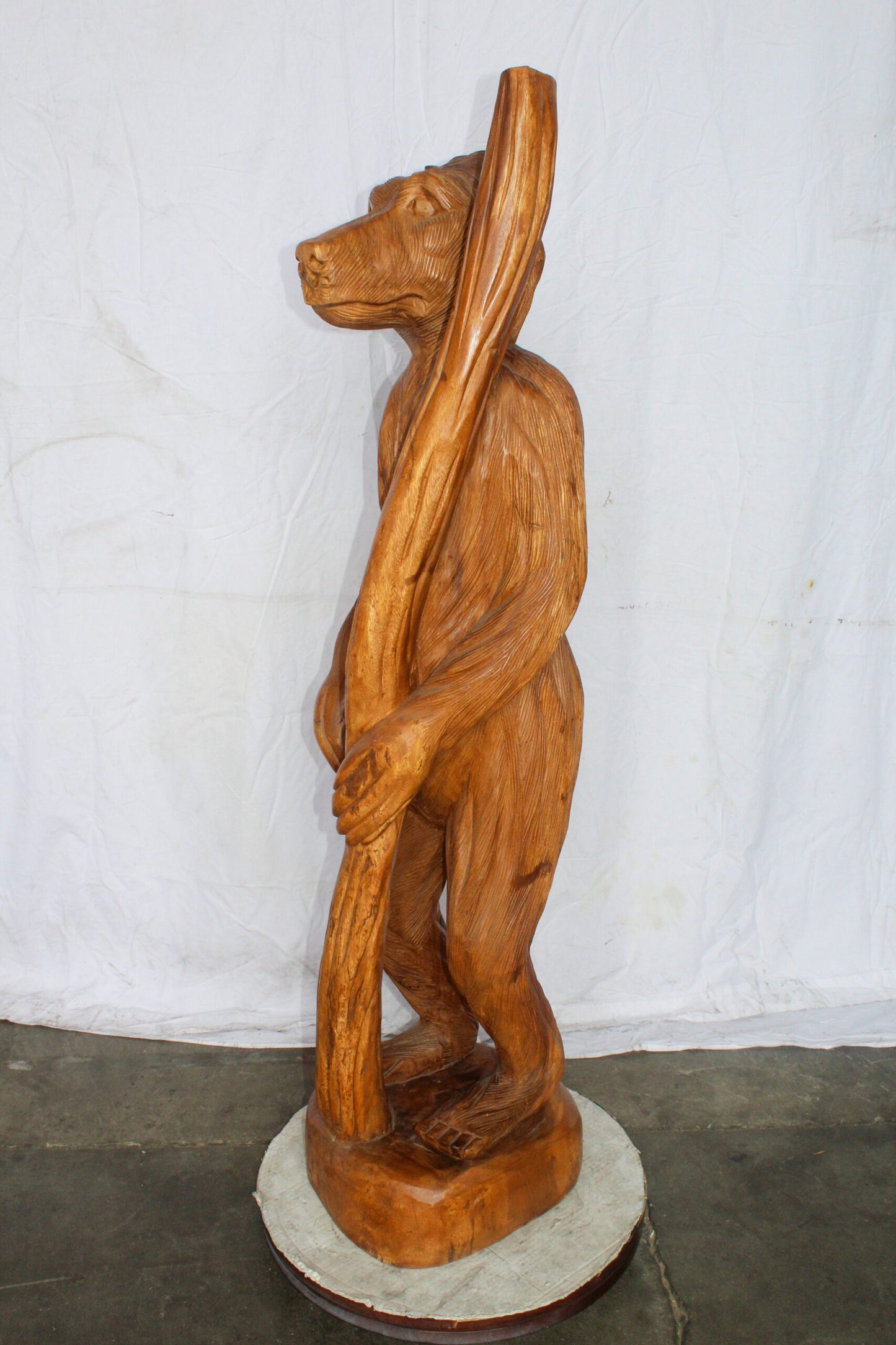 Life Size Wood Standing Bear Statue, Impressive Decor Piece 19" x 16" x 62"H