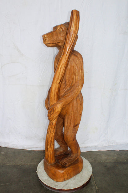 Life Size Wood Standing Bear Statue, Impressive Decor Piece 19" x 16" x 62"H