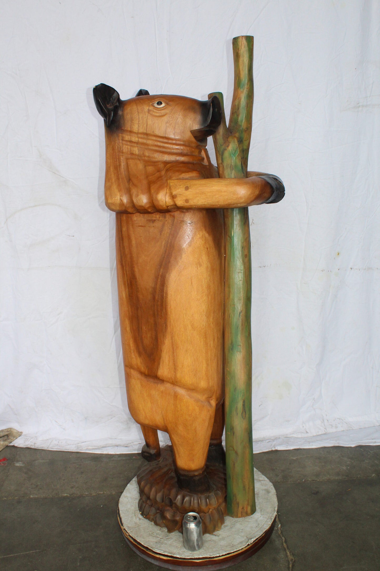 Wooden Giant Standing Pig Statue 25" x 16" x 65"H