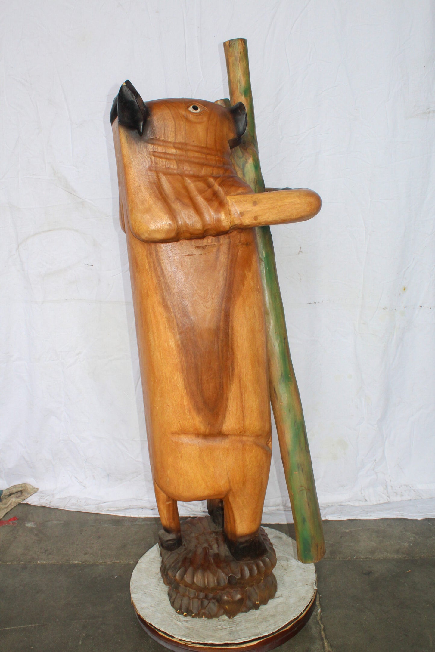 Wooden Giant Standing Pig Statue 25" x 16" x 65"H