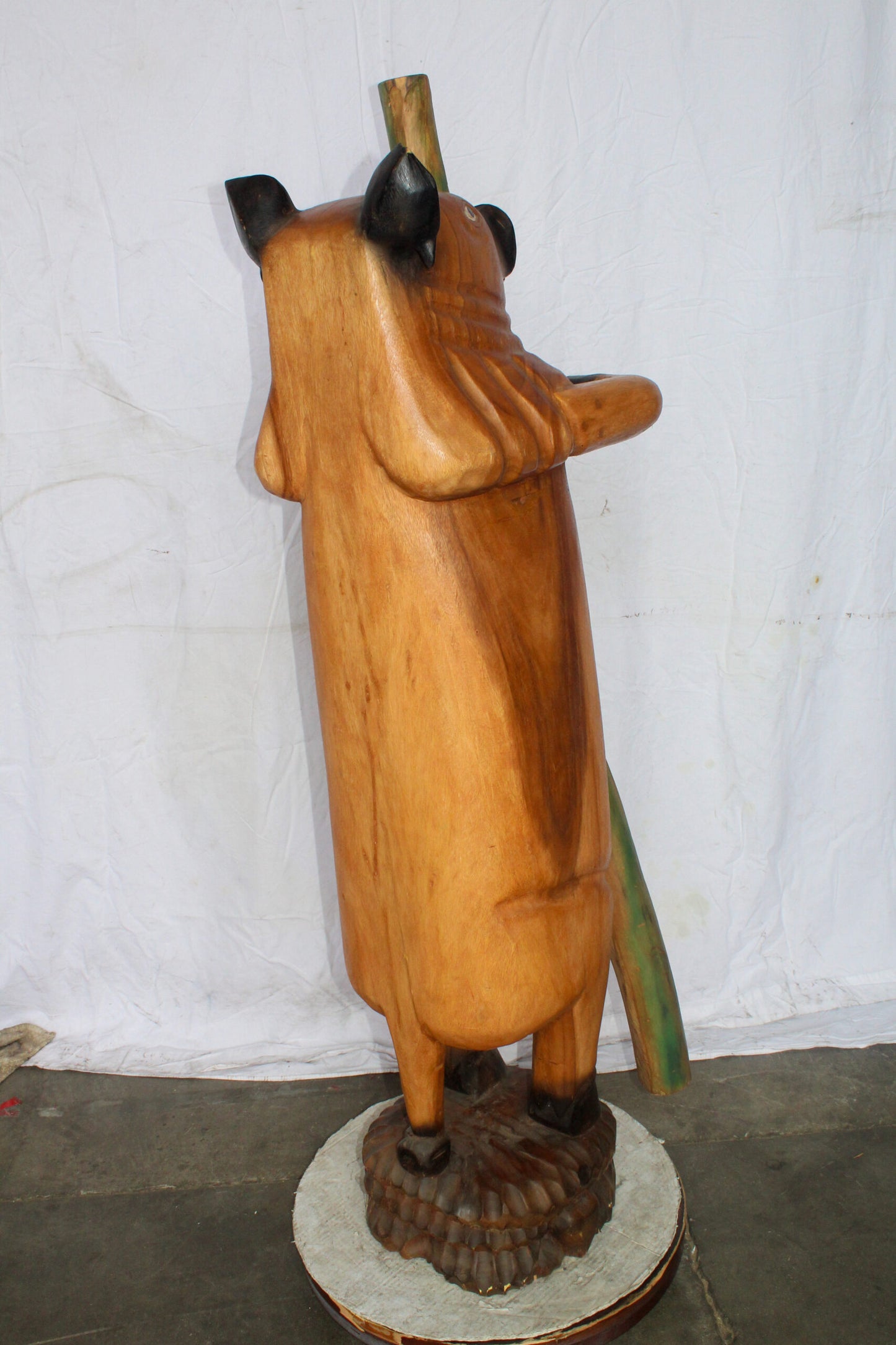 Wooden Giant Standing Pig Statue 25" x 16" x 65"H