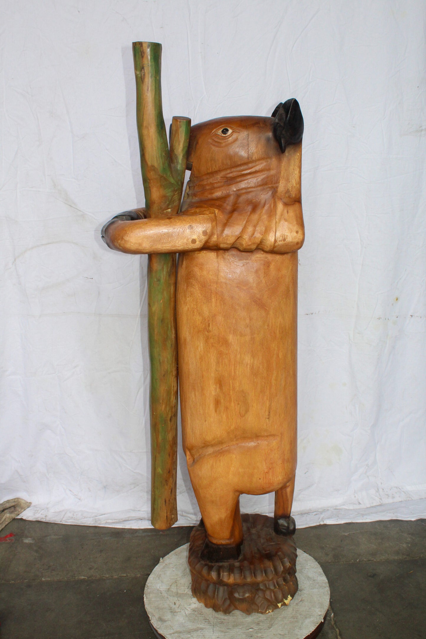 Wooden Giant Standing Pig Statue 25" x 16" x 65"H