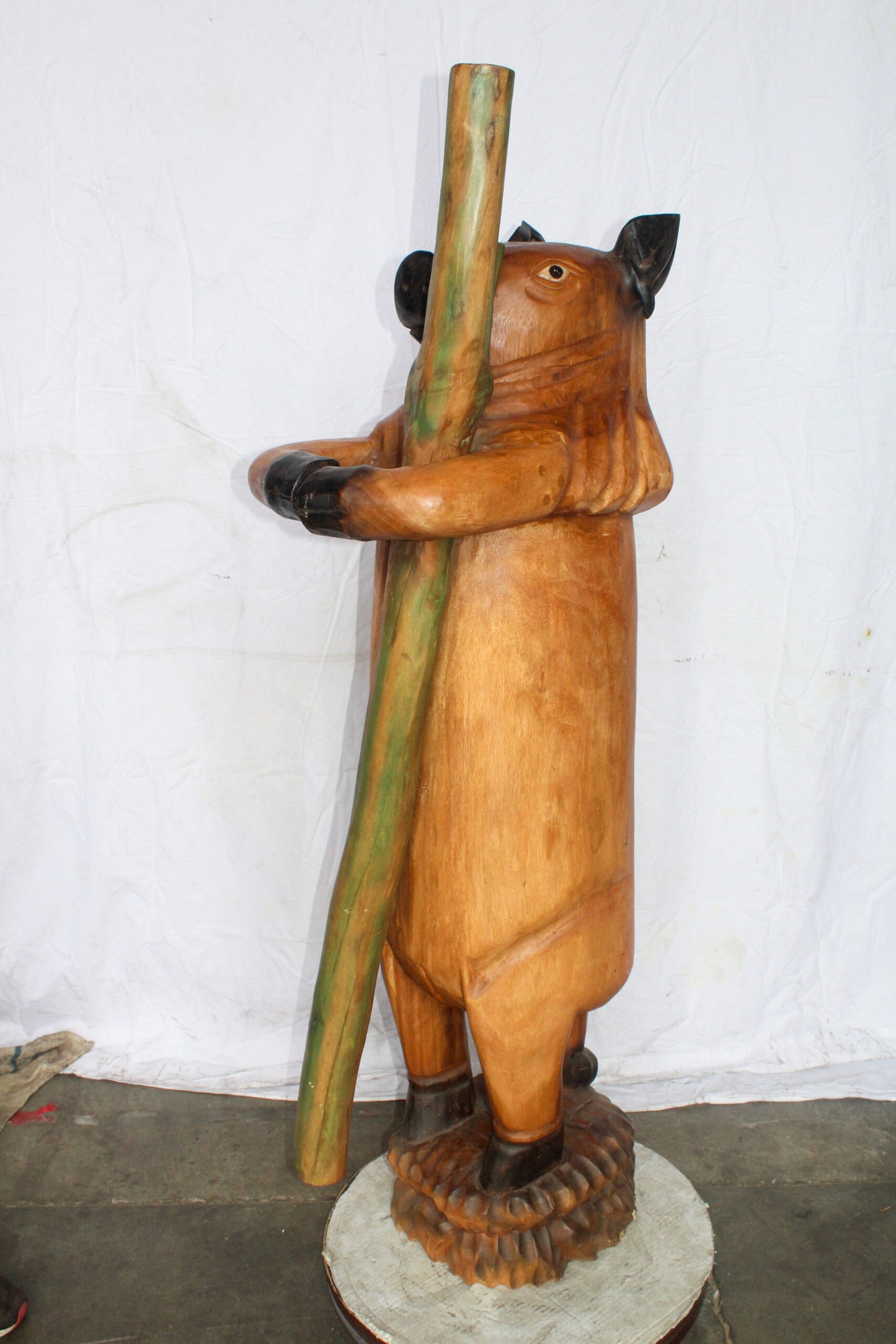 Wooden Giant Standing Pig Statue 25" x 16" x 65"H