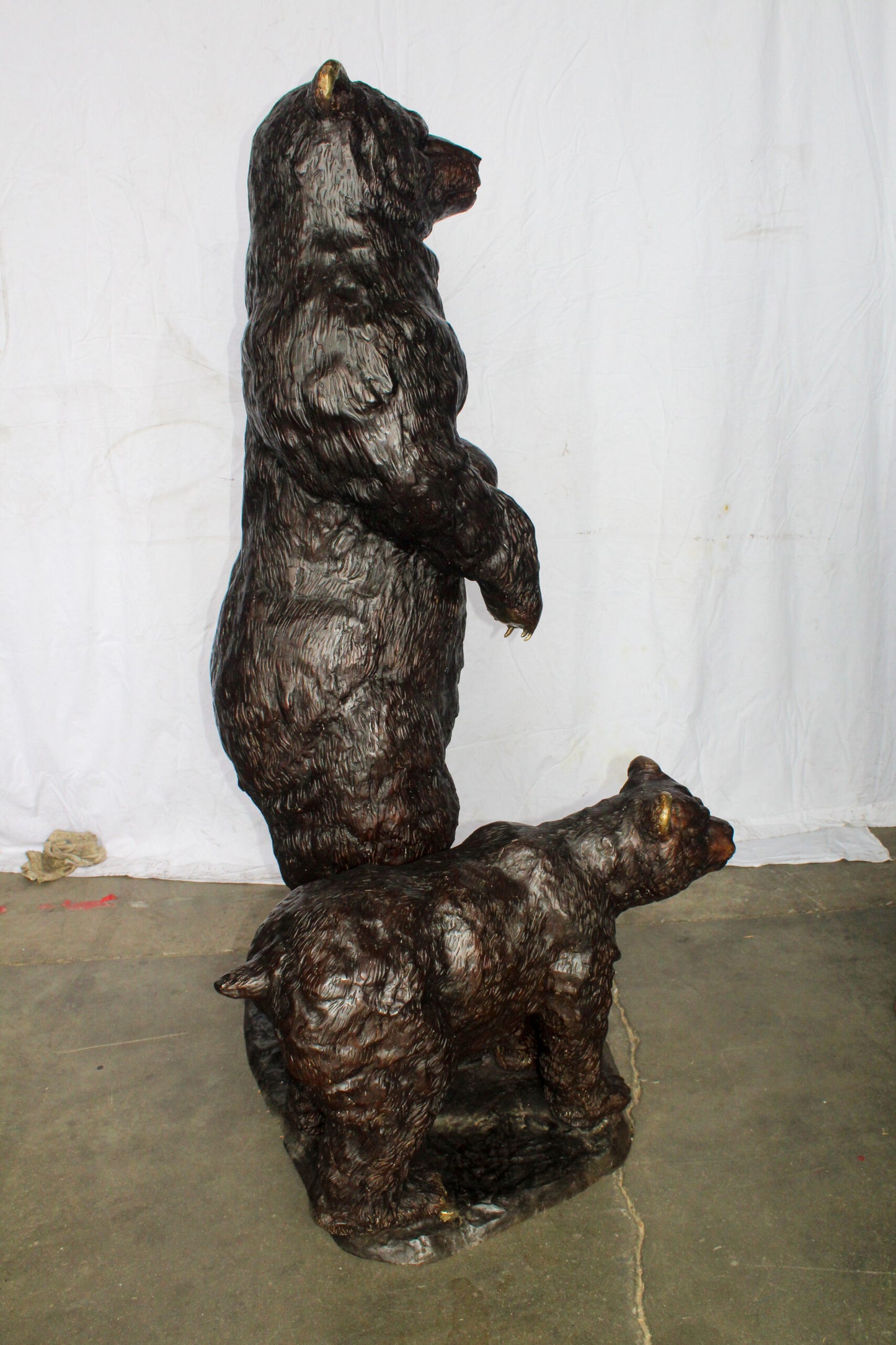 Giant Bronze Statue of a Standing Bear and Cub 46" x 34" x 70"H