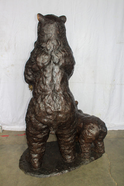 Giant Bronze Statue of a Standing Bear and Cub 46" x 34" x 70"H