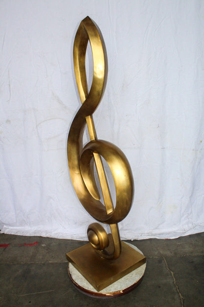 Treble Clef Music Note Giant Bronze Statue Gold Finish 27" x 18" x 67"H
