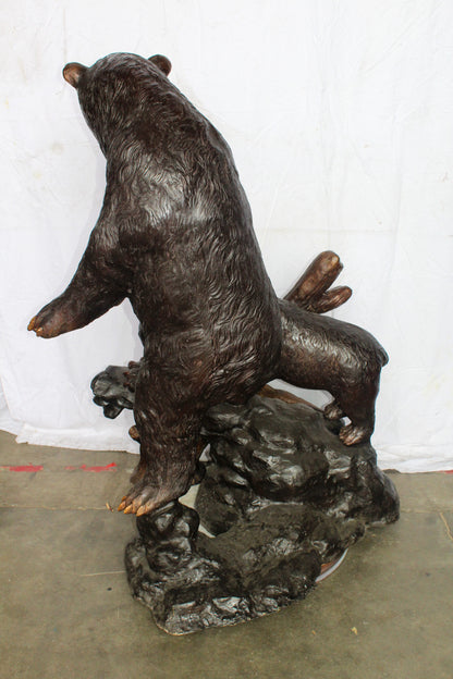 Giant Bronze Statue of a Standing Bear and Cub by the River 40" x 38" x 55"H
