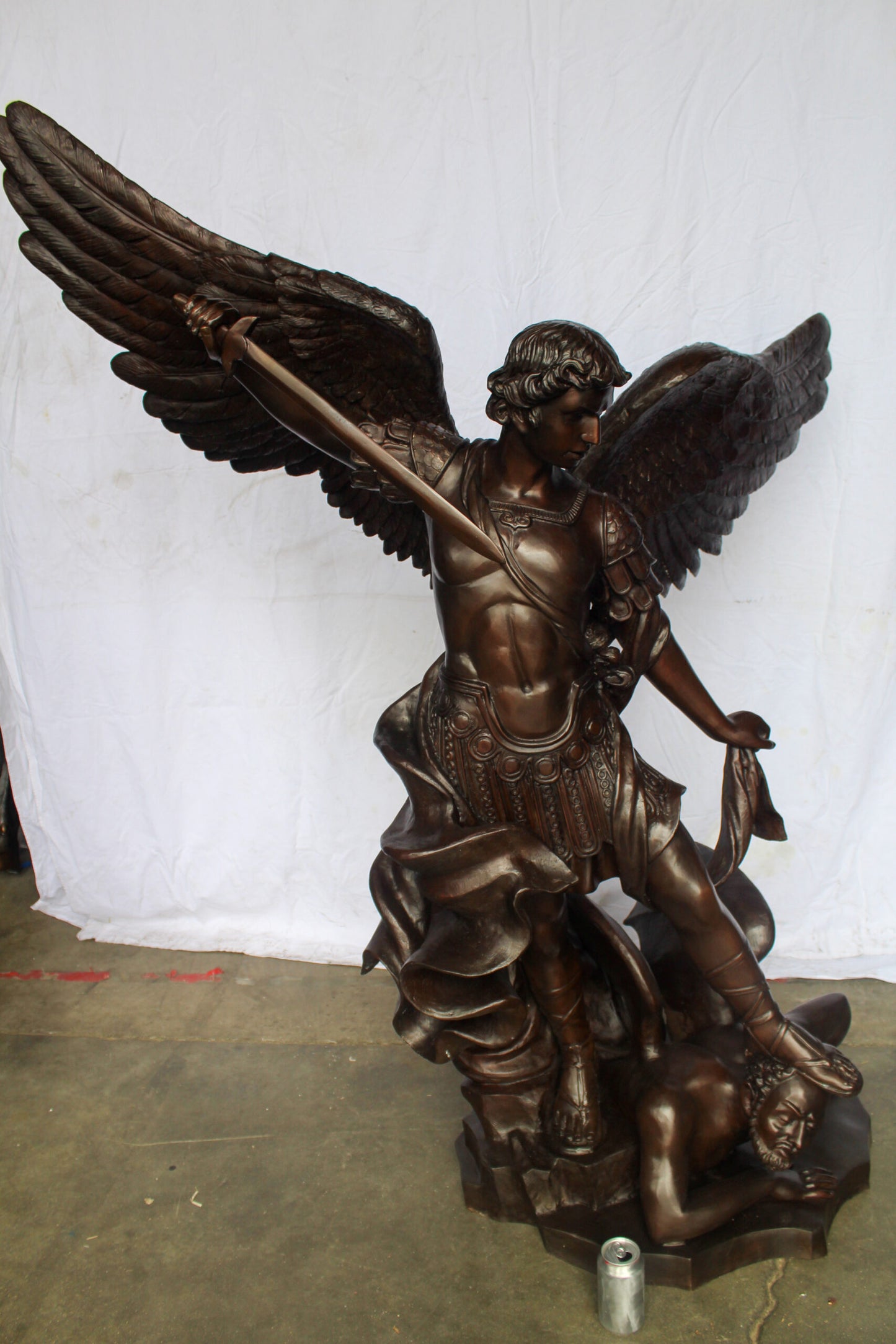 Giant Bronze Statue of Archangel Michael Slaying the Devil 54" x 32" x 68"H