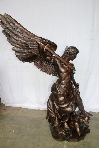 Giant Bronze Statue of Archangel Michael Slaying the Devil 54" x 32" x 68"H