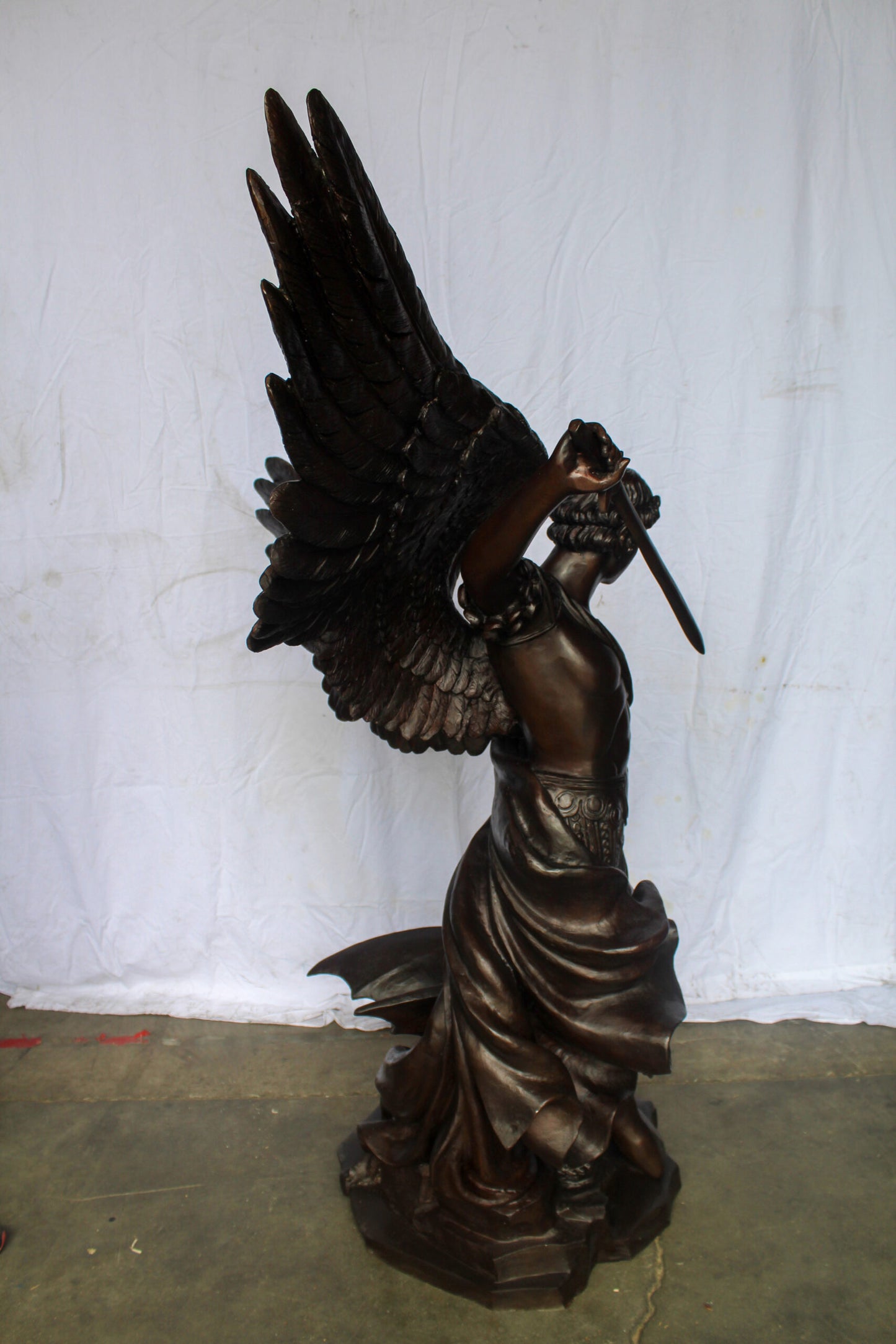 Giant Bronze Statue of Archangel Michael Slaying the Devil 54" x 32" x 68"H