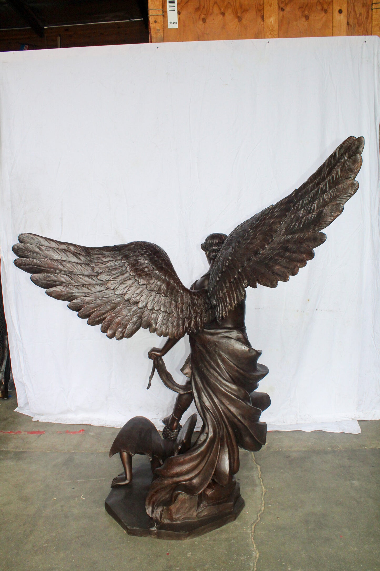 Giant Bronze Statue of Archangel Michael Slaying the Devil 54" x 32" x 68"H
