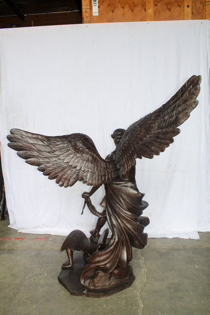 Giant Bronze Statue of Archangel Michael Slaying the Devil 54" x 32" x 68"H