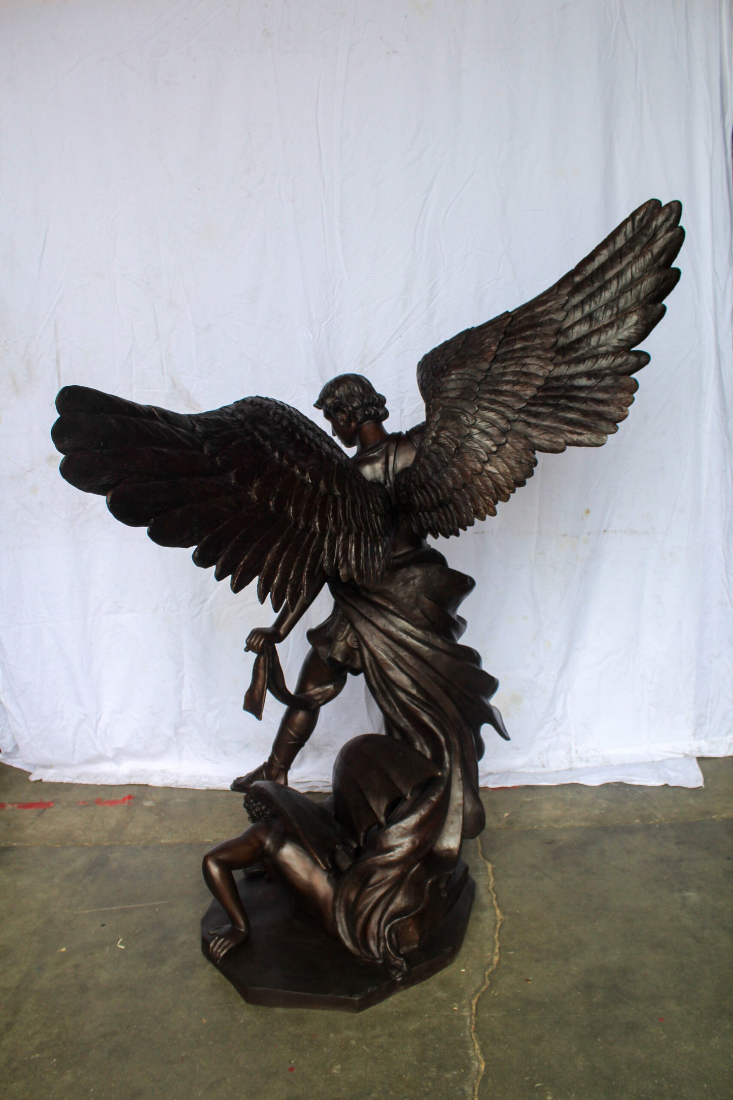 Giant Bronze Statue of Archangel Michael Slaying the Devil 54" x 32" x 68"H