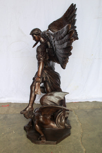 Giant Bronze Statue of Archangel Michael Slaying the Devil 54" x 32" x 68"H