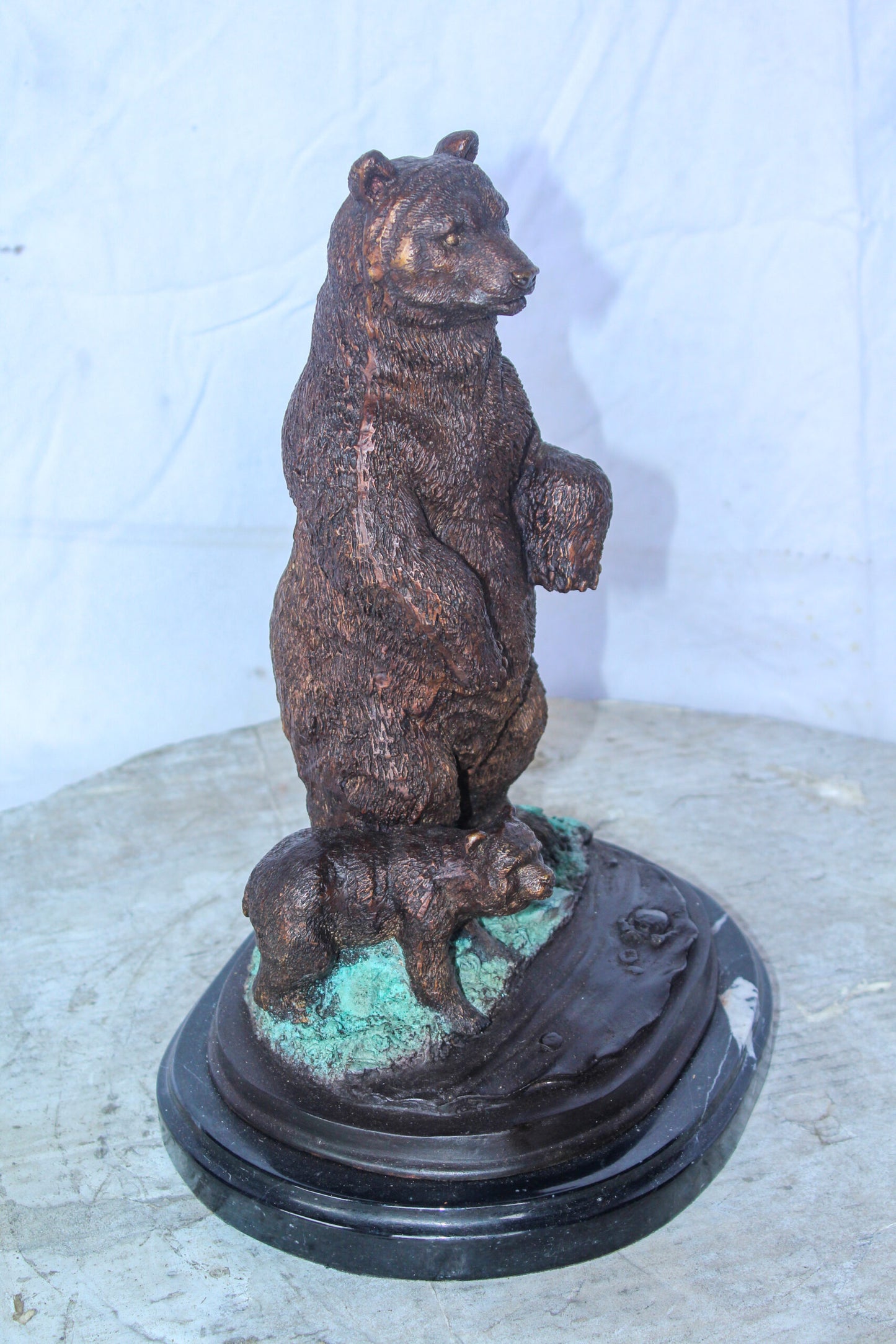 Bronze Cub And Mama Bear Statue, Perfect Wildlife Decor for Home 10" x 8" x 13"H