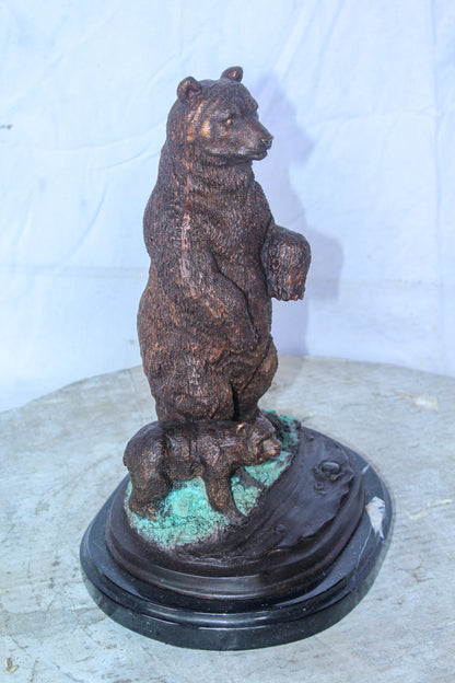 Bronze Cub And Mama Bear Statue, Perfect Wildlife Decor for Home 10" x 8" x 13"H