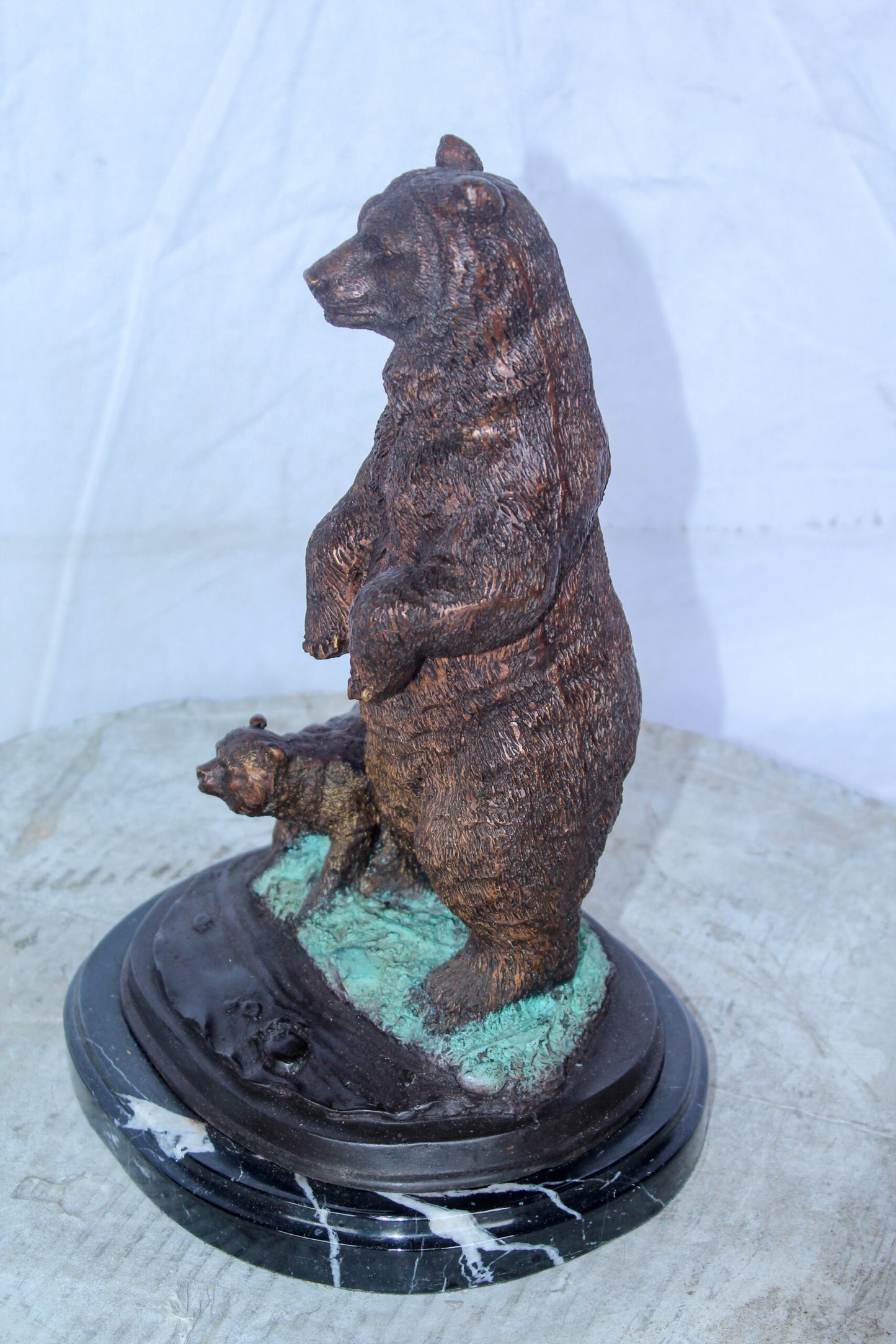 Bronze Cub And Mama Bear Statue, Perfect Wildlife Decor for Home 10" x 8" x 13"H