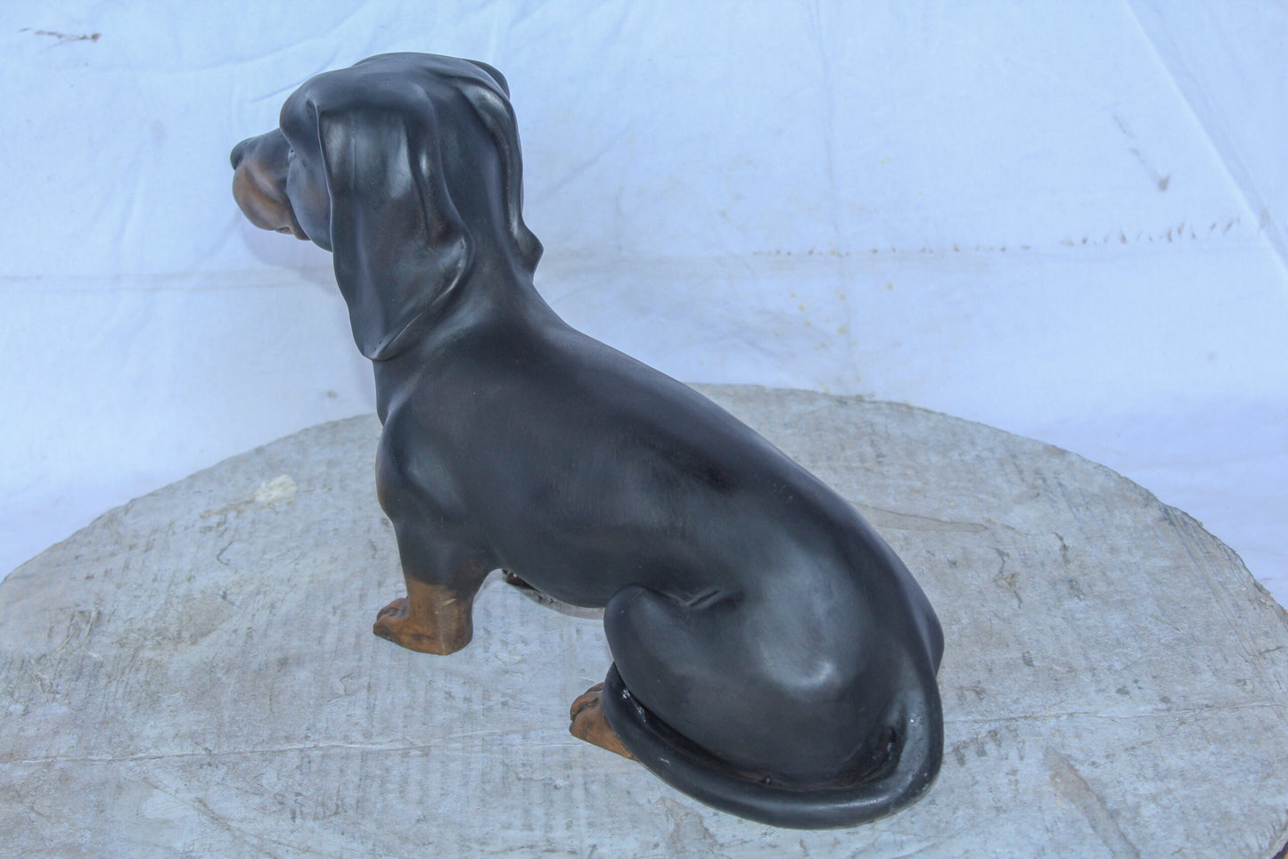 Adorable Dachshund Dog Sitting Bronze Statue 17" x 5" x 10"H