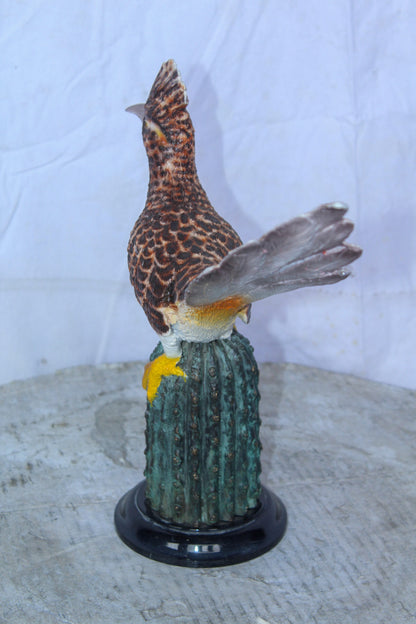 Vibrant Colored Roadrunner Bird Bronze Statue, Wildlife Decor 15" x 5" x 13"H