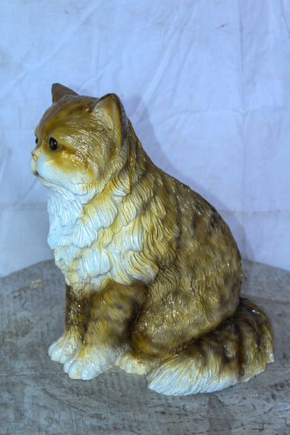 Colored Cat Sitting Bronze Statue, Charming for Cat Lovers 12" x 10" x 14"H