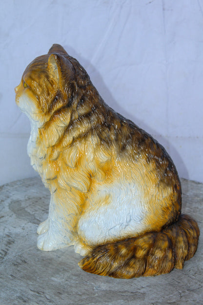 Brown Cat Sitting Bronze Statue, Charming for Cat Lovers 12" x 10" x 14"H