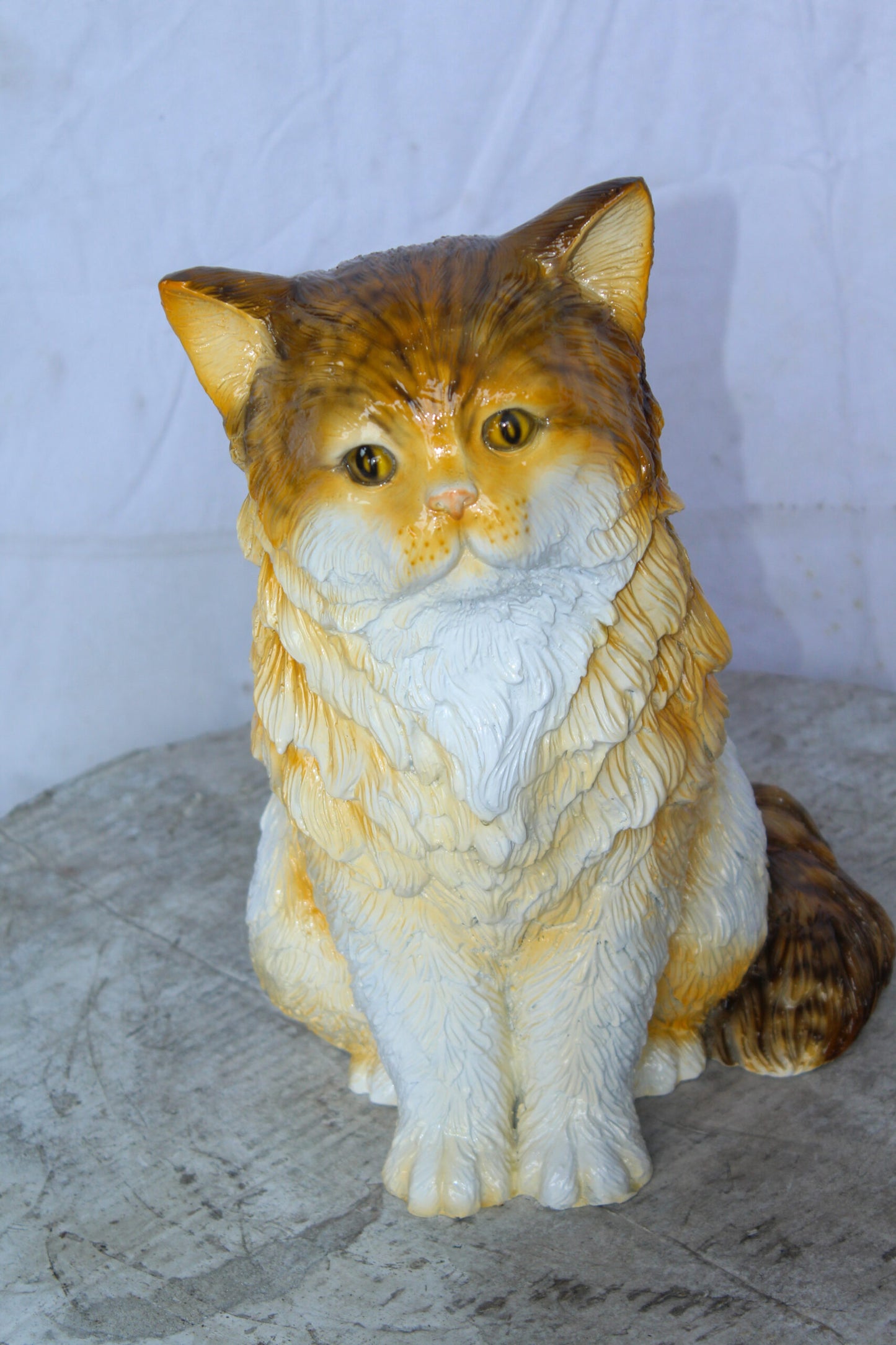 Brown Cat Sitting Bronze Statue, Charming for Cat Lovers 12" x 10" x 14"H