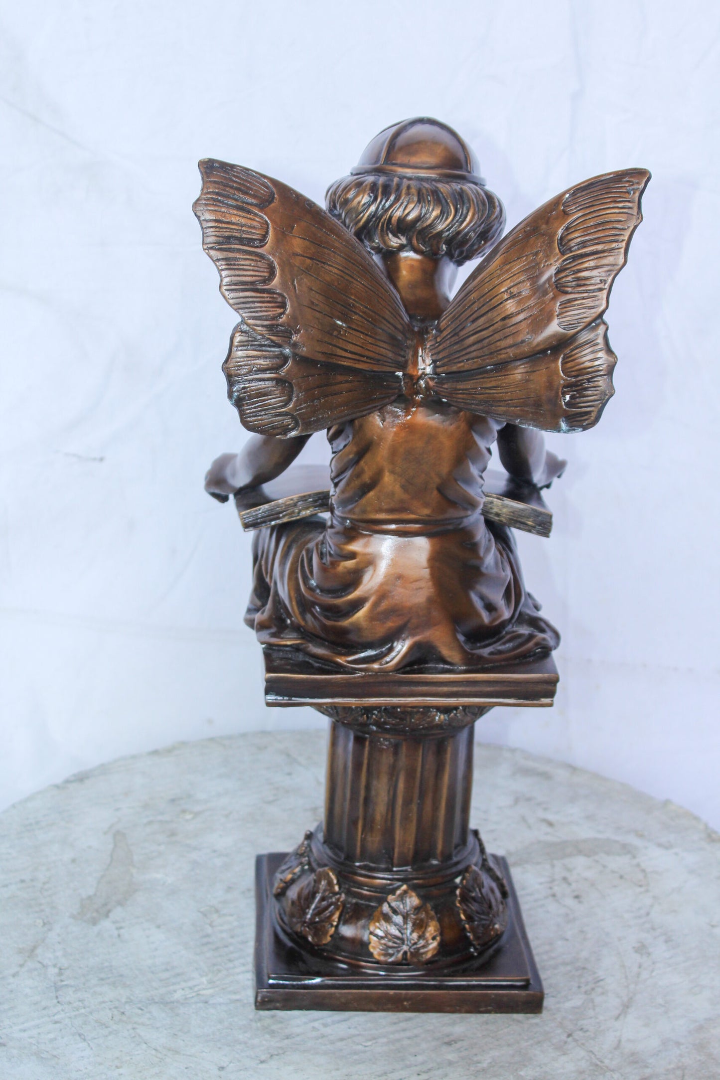 Enchanting Fairy Reading Book Bronze Statue, Magical Home Decor 10" x 12" x 21"H
