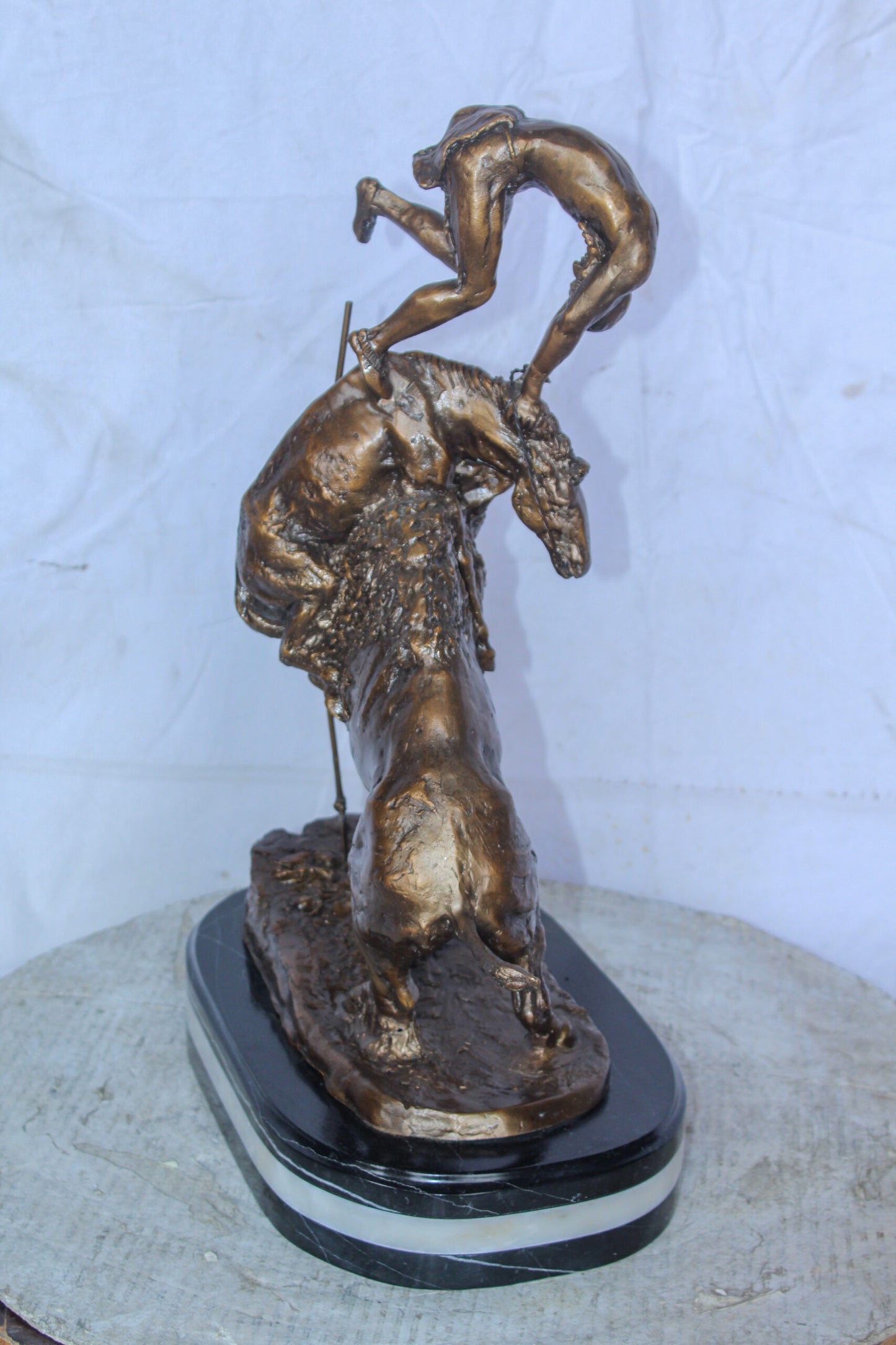 Buffalo Horse Remington Replica Bronze Statue 15" x 9" x 22"H