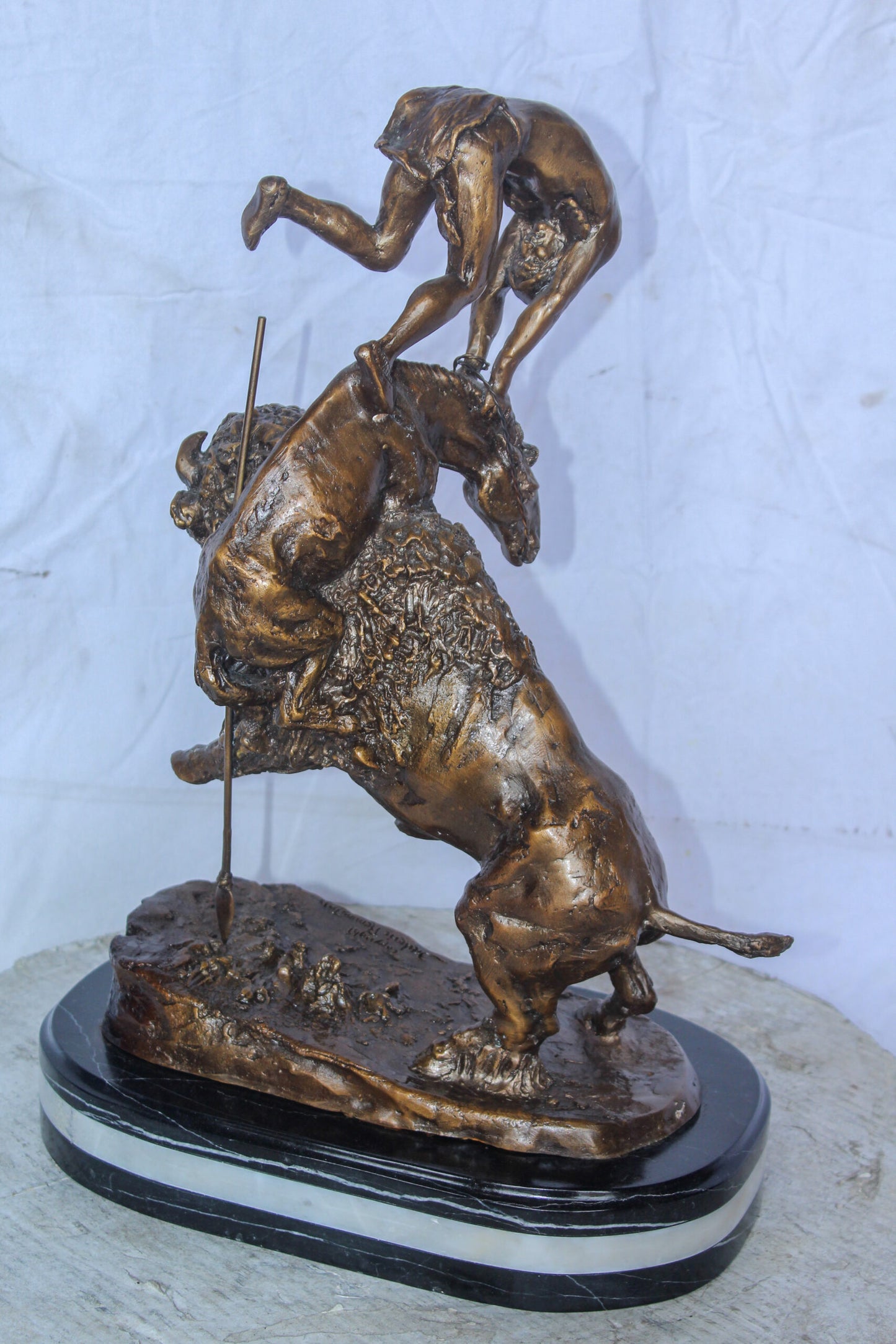 Buffalo Horse Remington Replica Bronze Statue 15" x 9" x 22"H