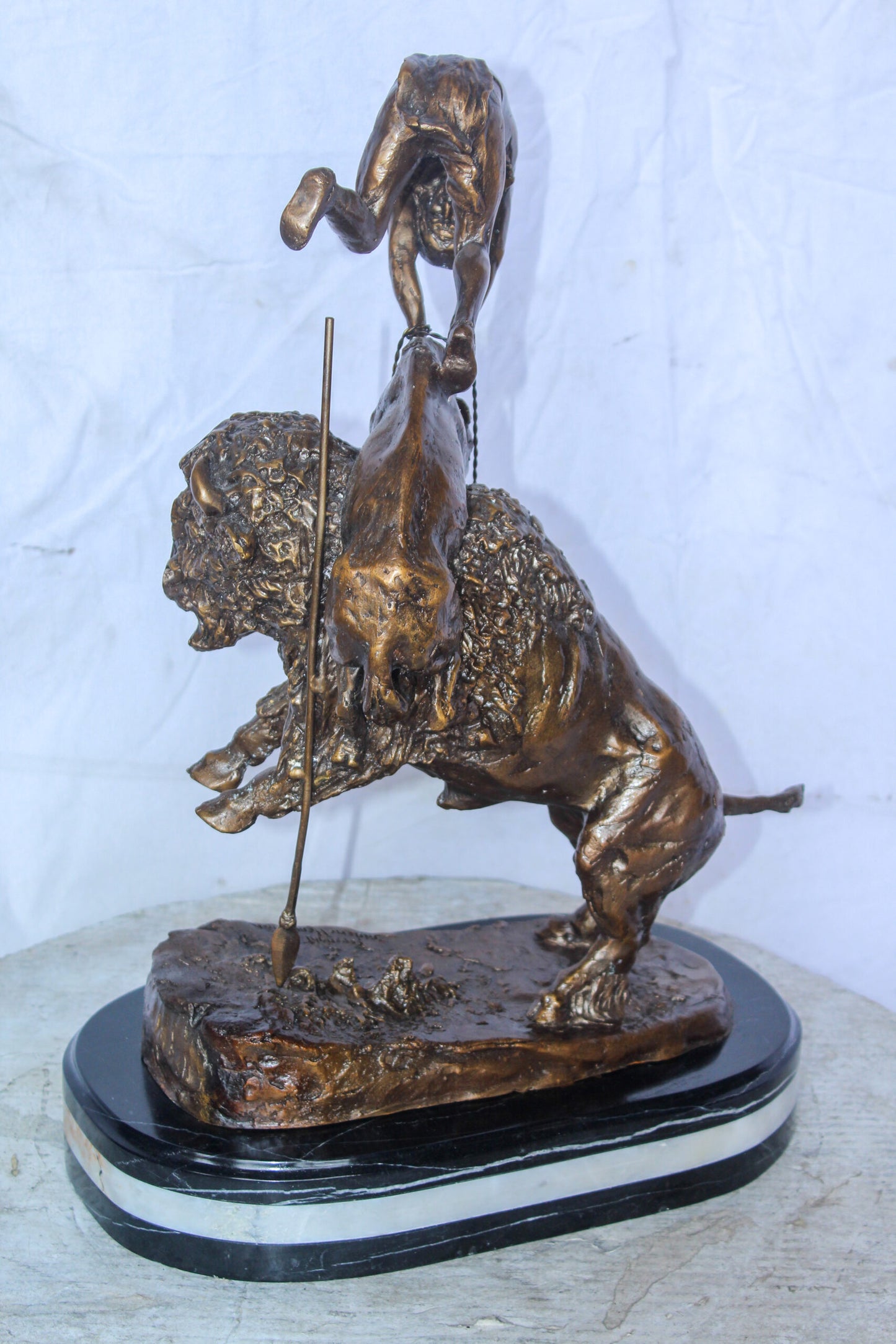 Buffalo Horse Remington Replica Bronze Statue 15" x 9" x 22"H