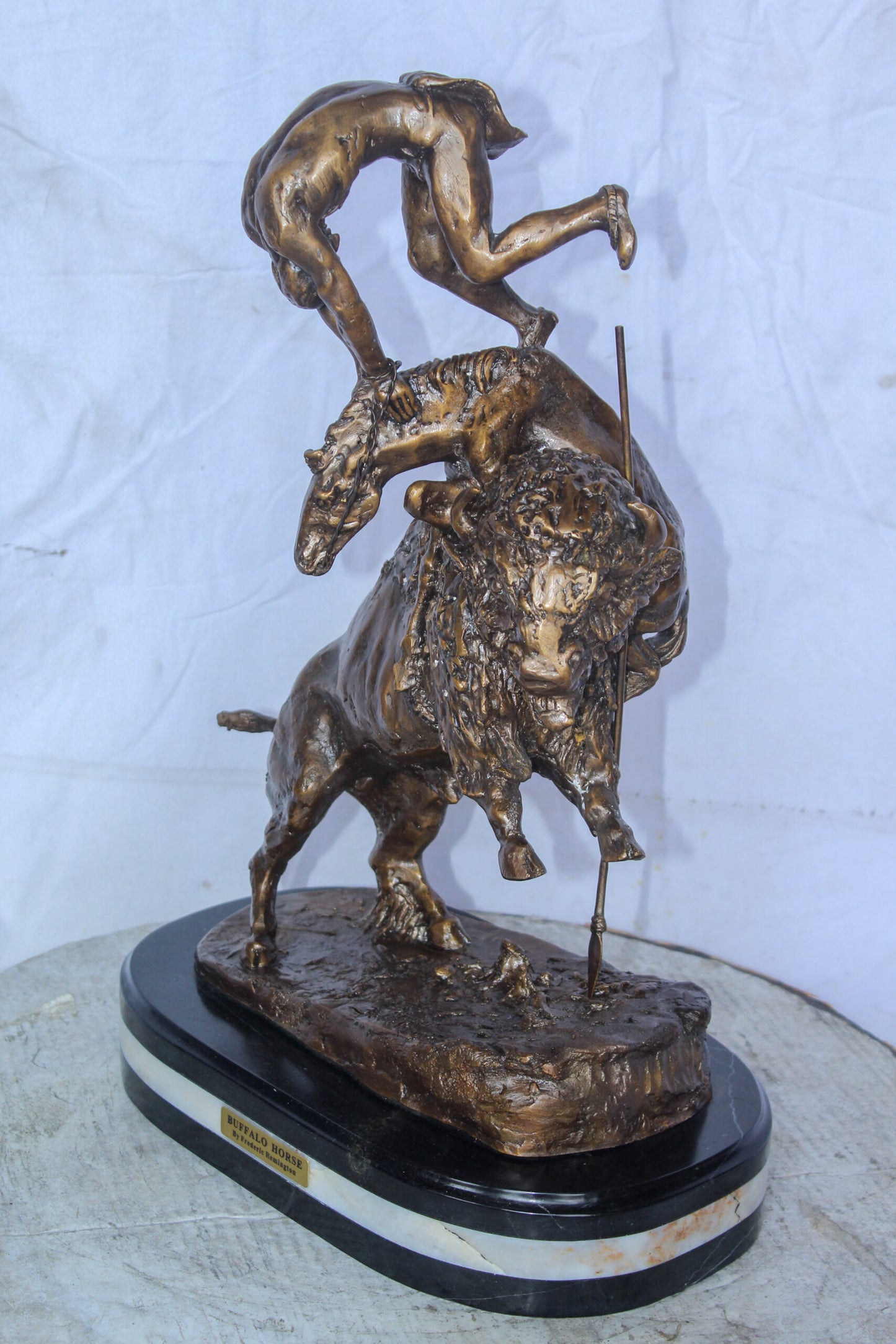 Buffalo Horse Remington Replica Bronze Statue 15" x 9" x 22"H