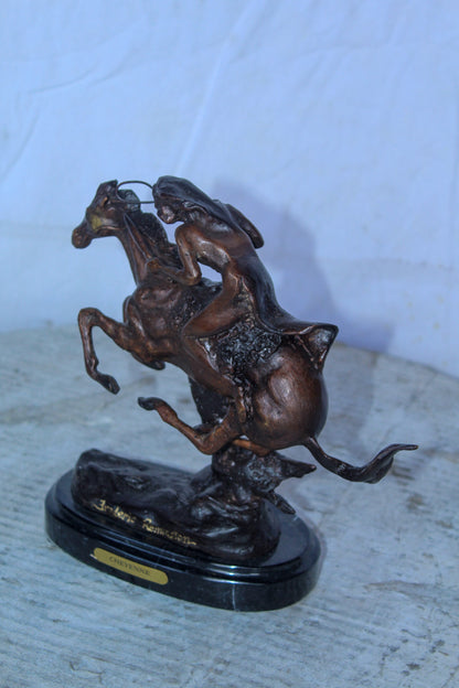 Nifao Cheyenne by Remington Bronze Statue Replica - Iconic Western Decor -  Compact Yet Bold Design, 9"L x 3"W x 9"H