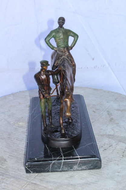 Horse and Jockey Bronze Statue, A J. Willis Good Replica 14" x 6" x 13"H